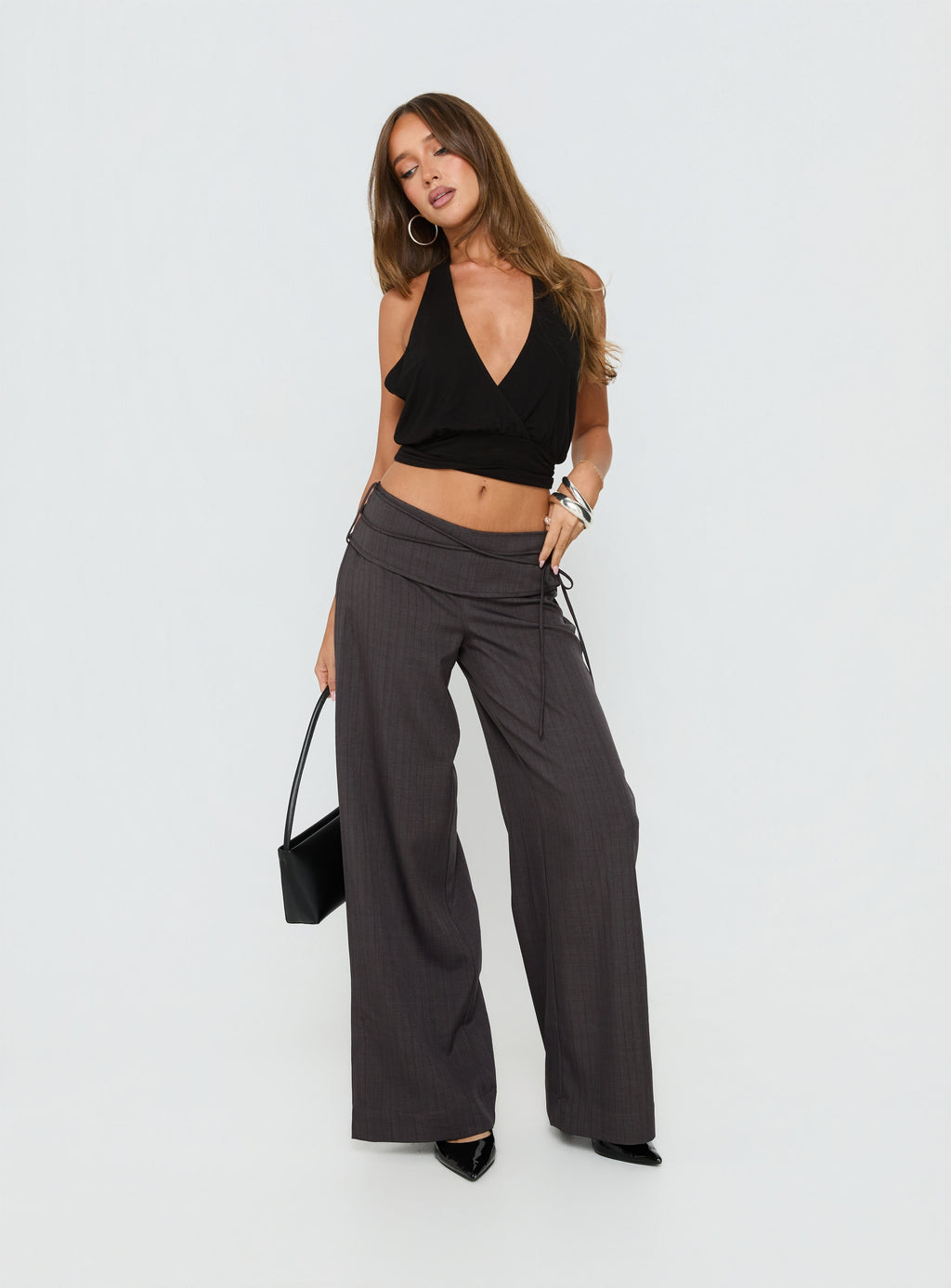 Silver Moon Tie Pants Charcoal