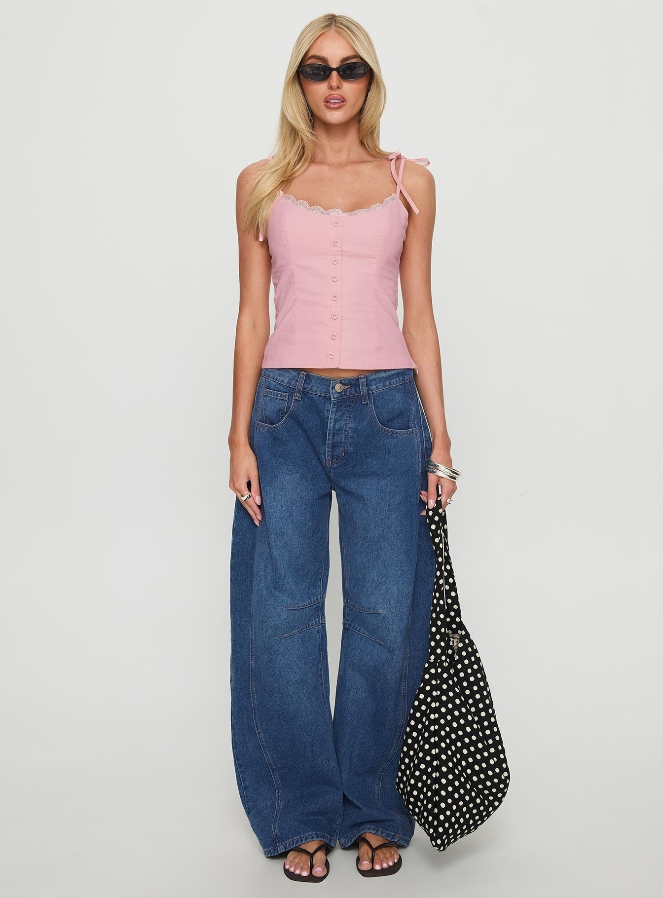 Dalanie Tie Strap Top Dusty Pink