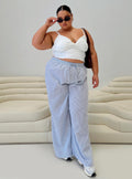 Holiday Tie Front Pant Blue / White Stripe Curve