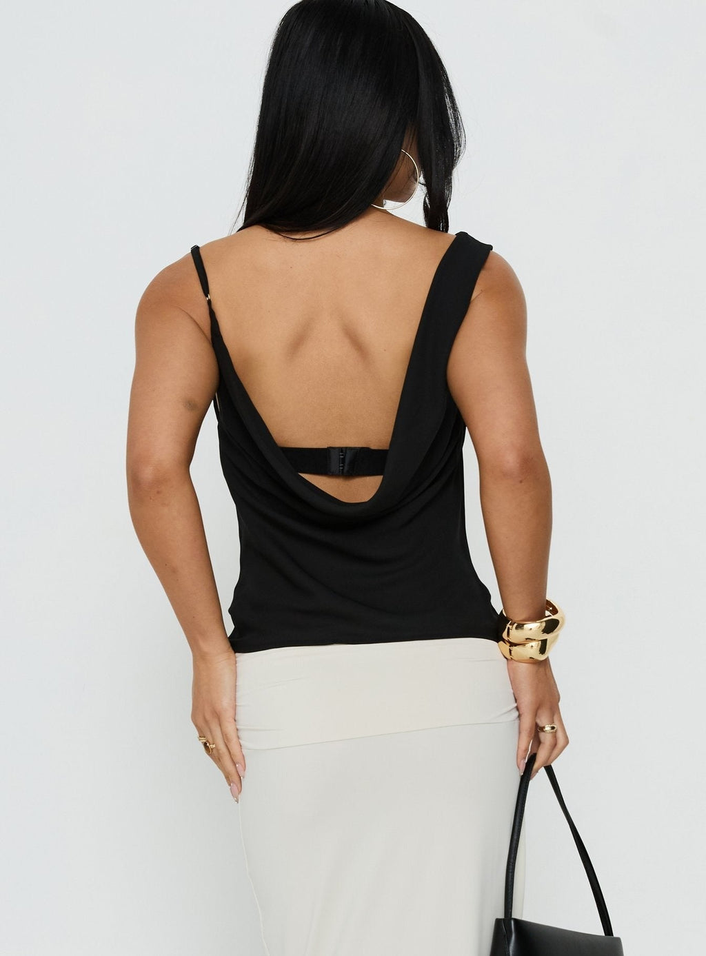 Winding Roads Layered Asymmetrical Top Black