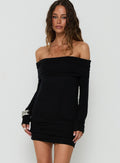 Floreana Off Shoulder Long Sleeve Mini Dress Black
