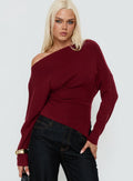 Kaelith Off Shoulder Knit Sweater Wine