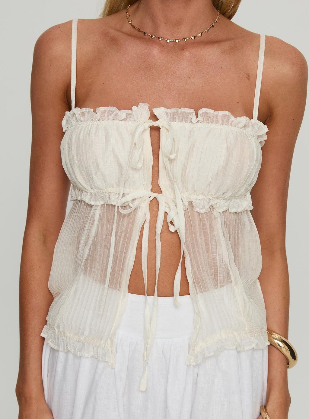 Levonne Textured Layered Bust Shirt Cream