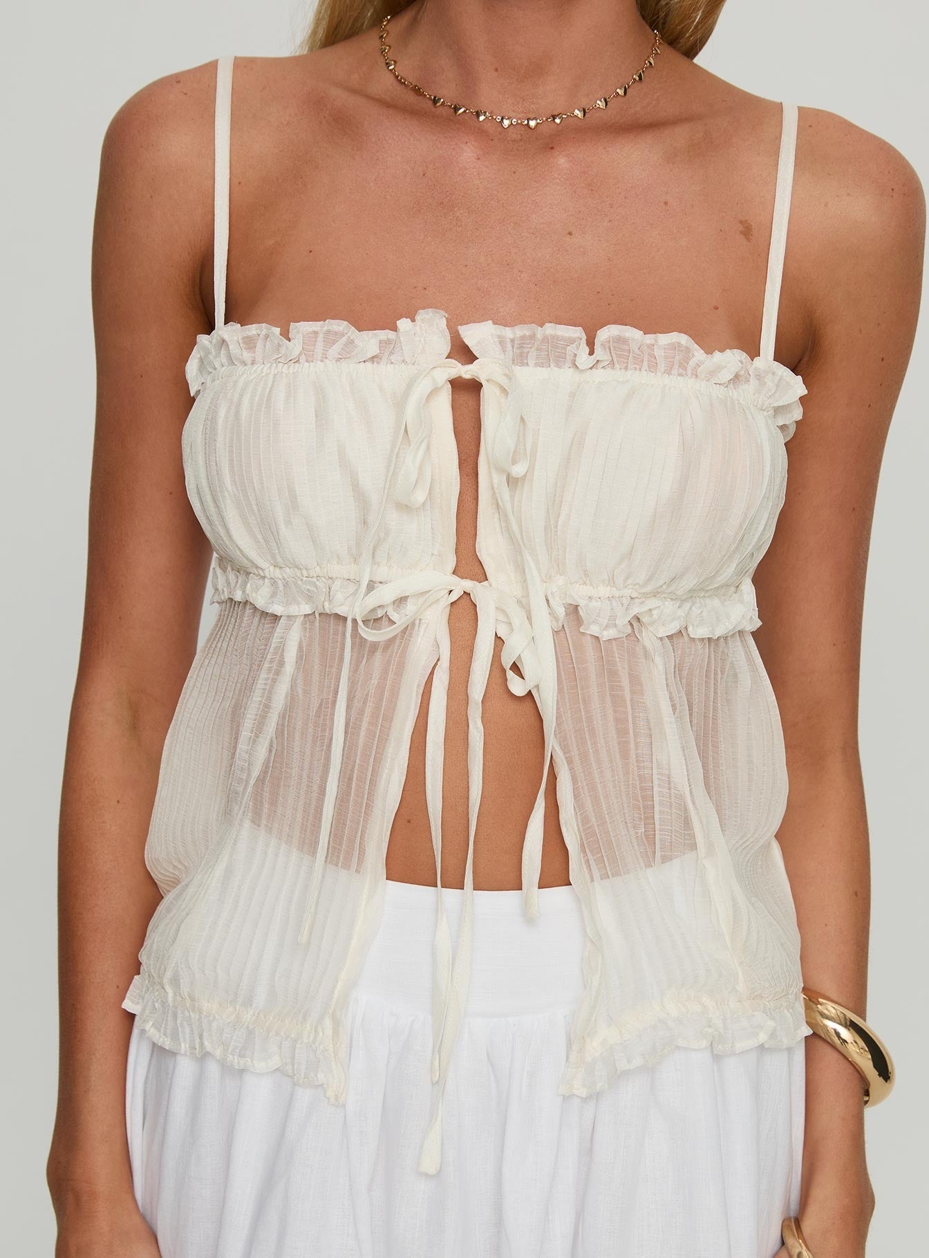 Levonne Textured Layered Bust Shirt Cream