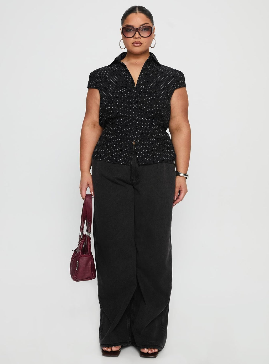 Arianwyn Short Sleeve Shirt Black Polka Curve