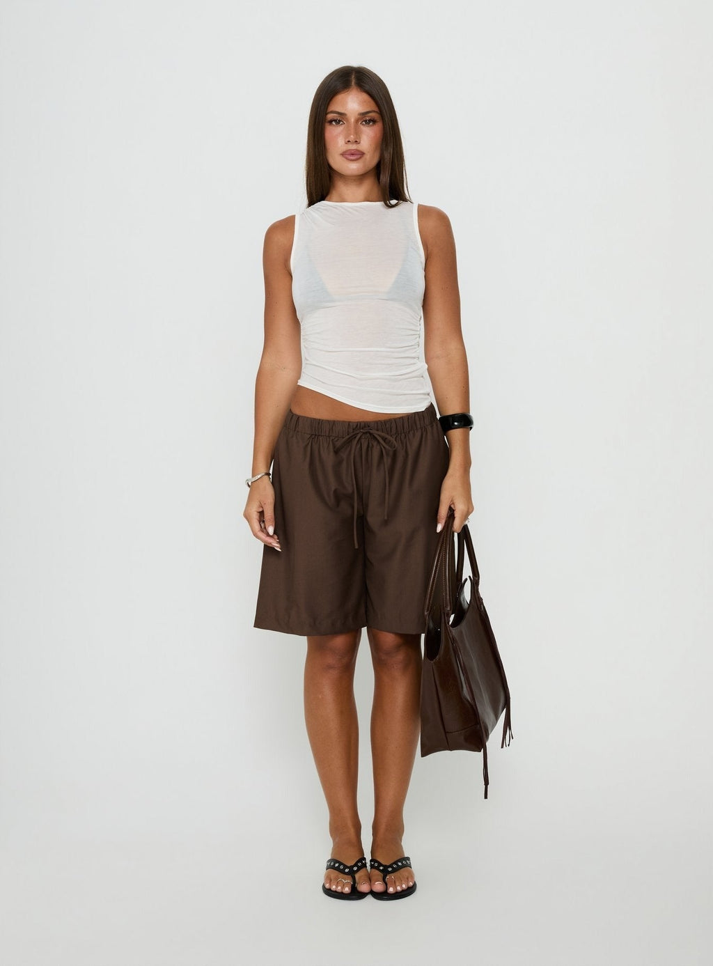 Siren Sun Drawstring Jorts Brown