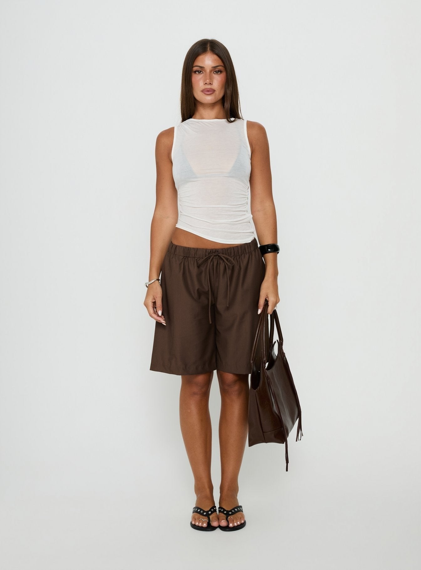 Siren Sun Drawstring Jorts Brown