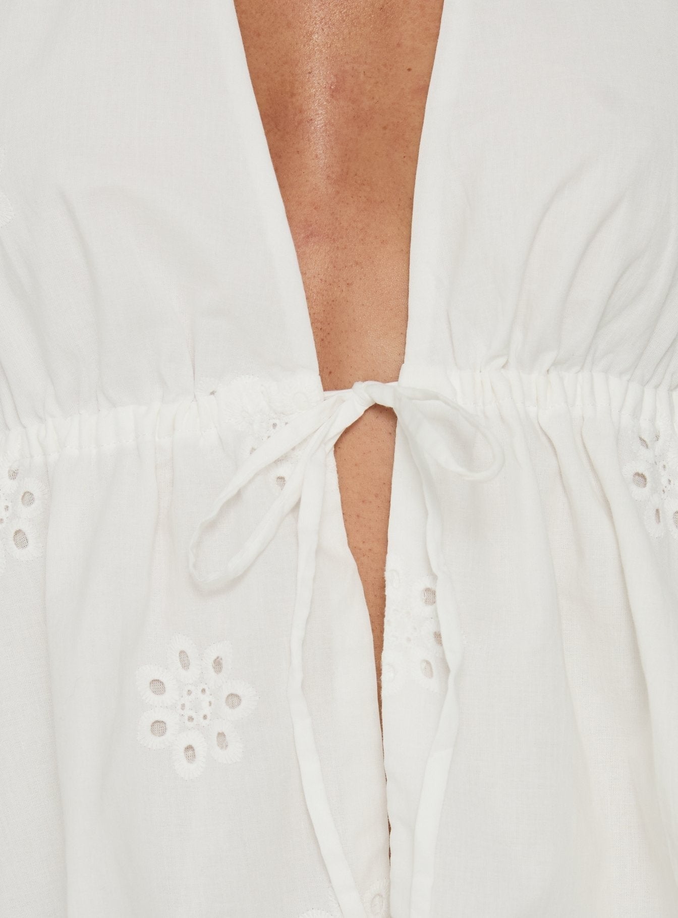 Top Form Broderie Anglais Tie Front Halter Top White