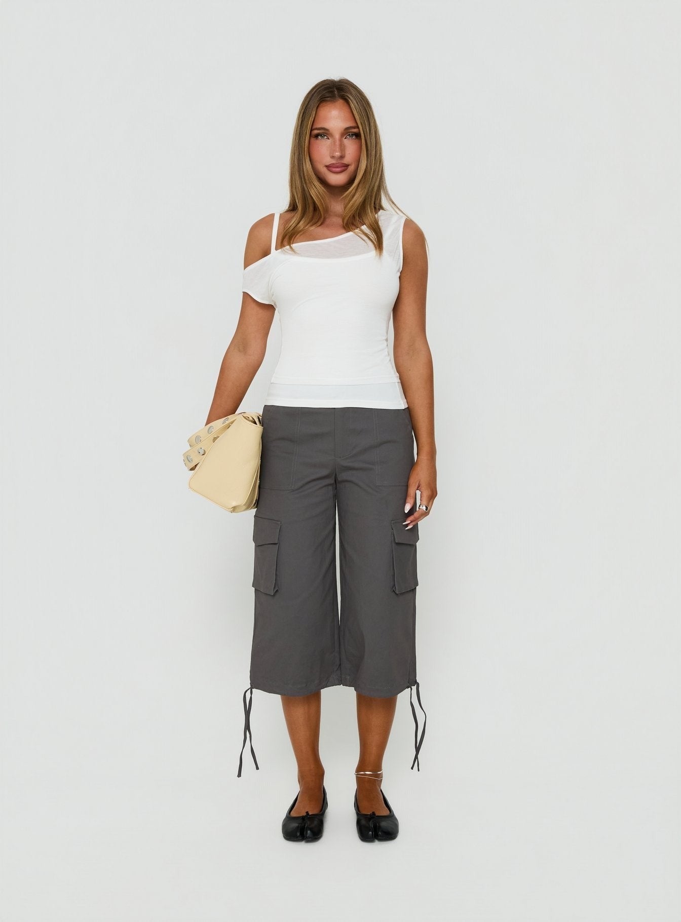 Klaretta Off Shoulder Draped Layered Top White