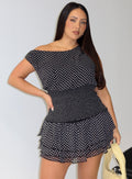Ready To Party Off Shoulder Top Black Polka Dot Curve