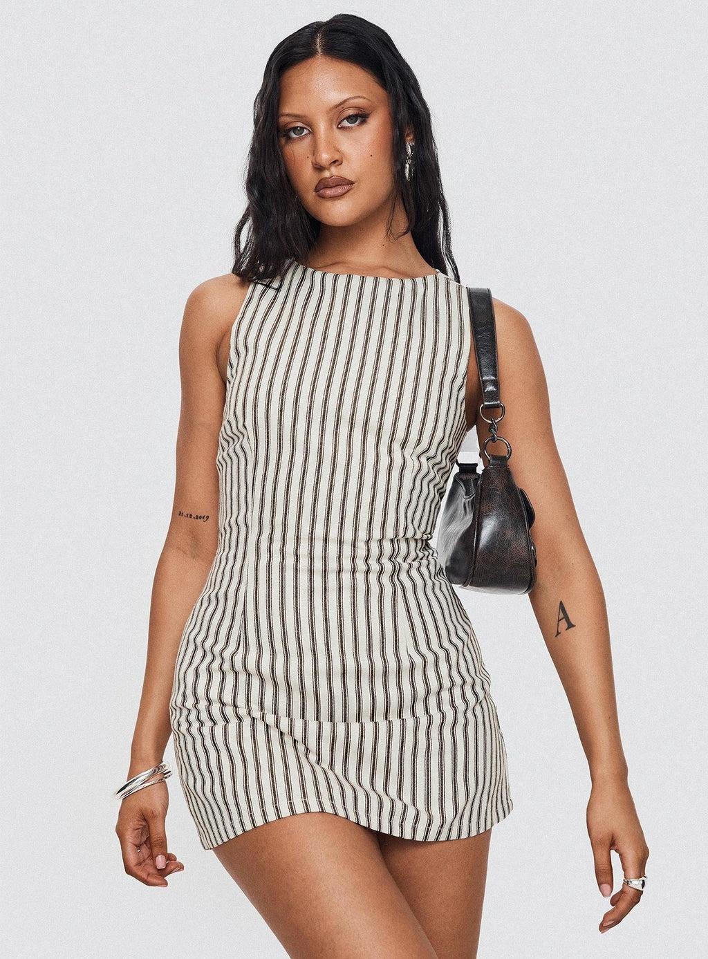 Yumiko Romper Brown Stripe