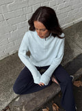 Show Off Zip Through Knit Sweater Blue