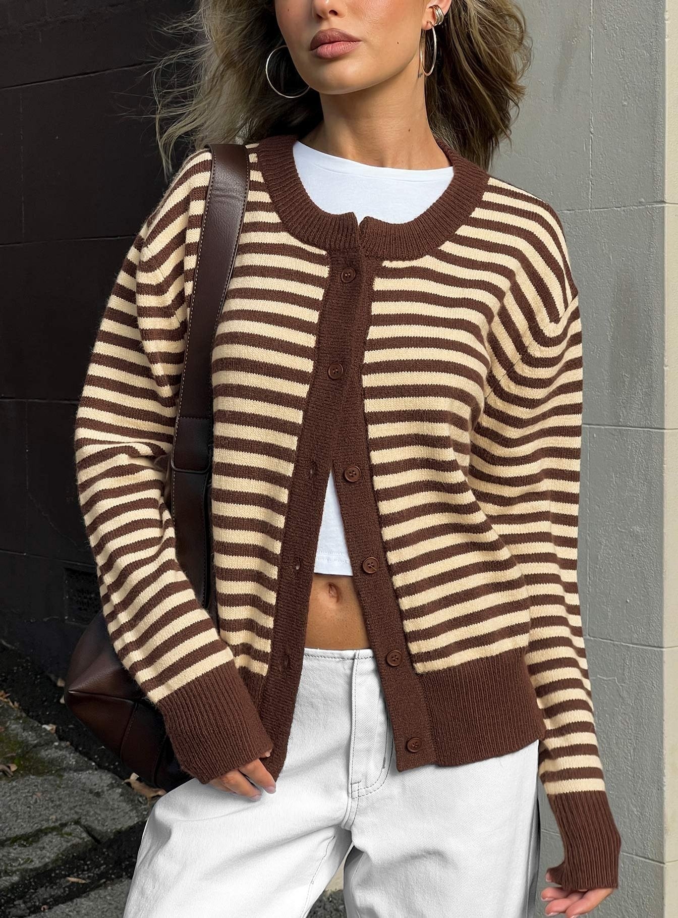 Melancholia Cardigan Brown / Lemon Stripe