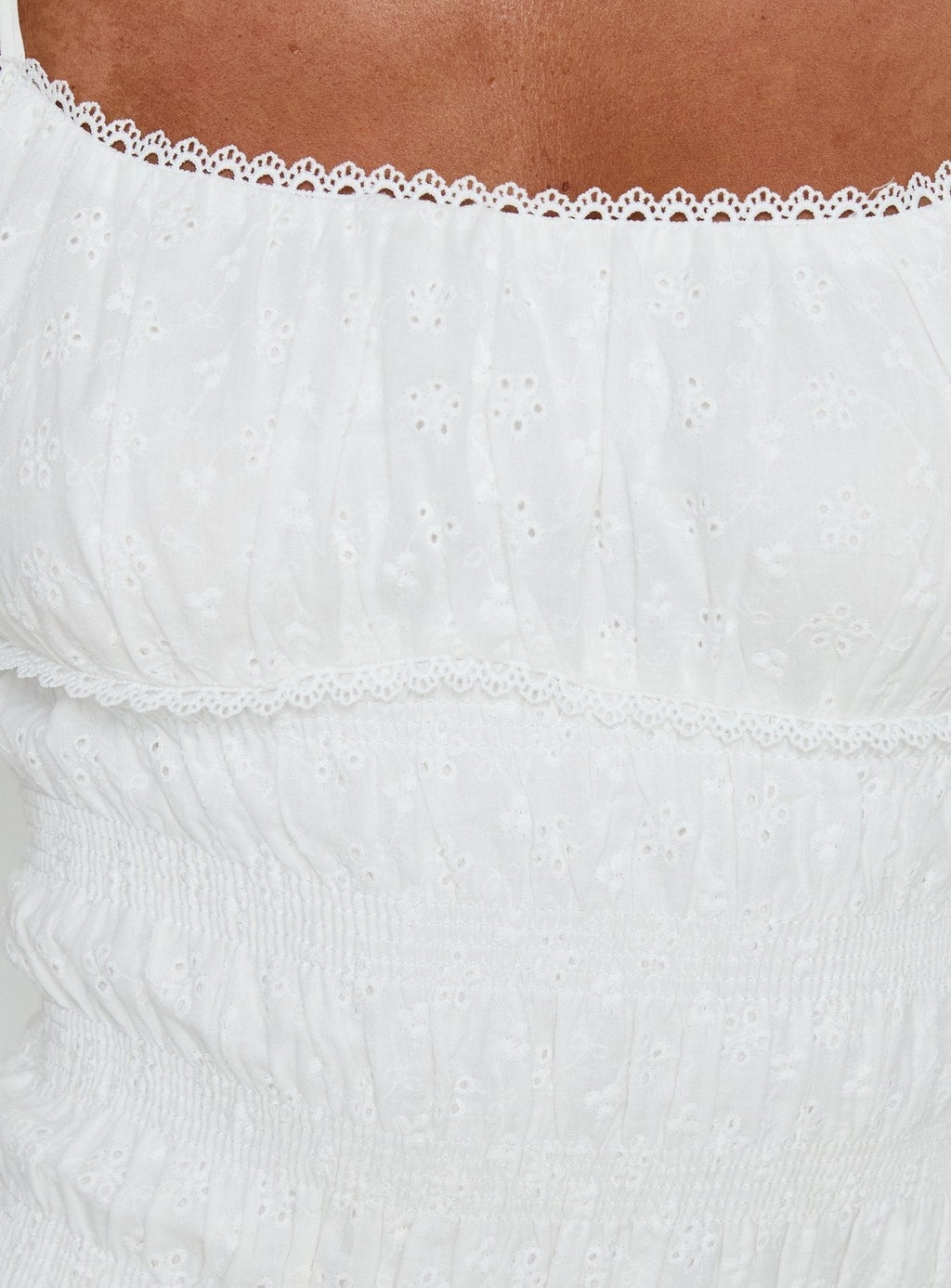 Klarena Shirred Mini Dress White