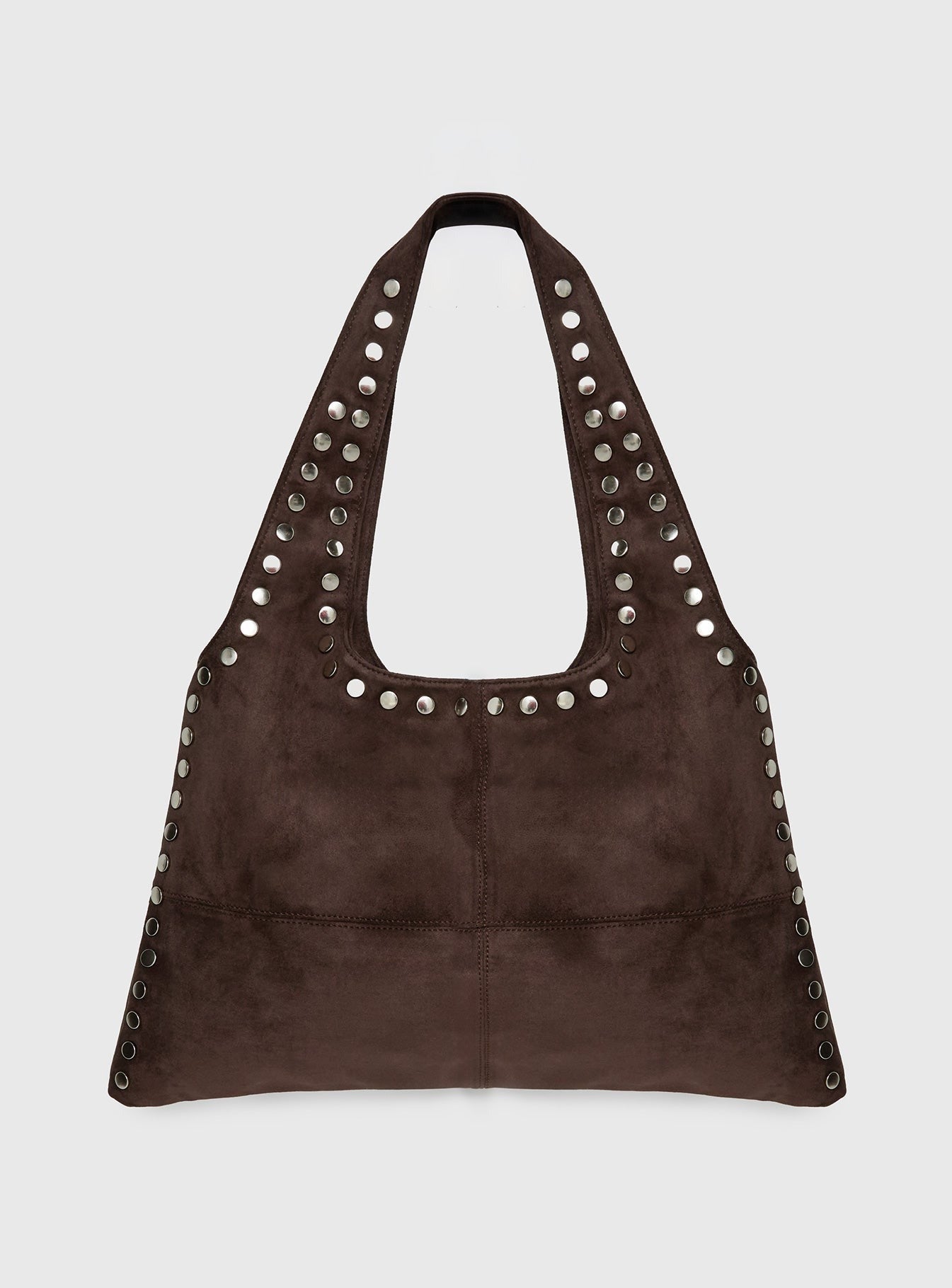Tell The Truth Studded Faux Suede Bag Chocolate