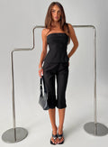 Isalyn Tailored Capri Pants Black Pinstripe