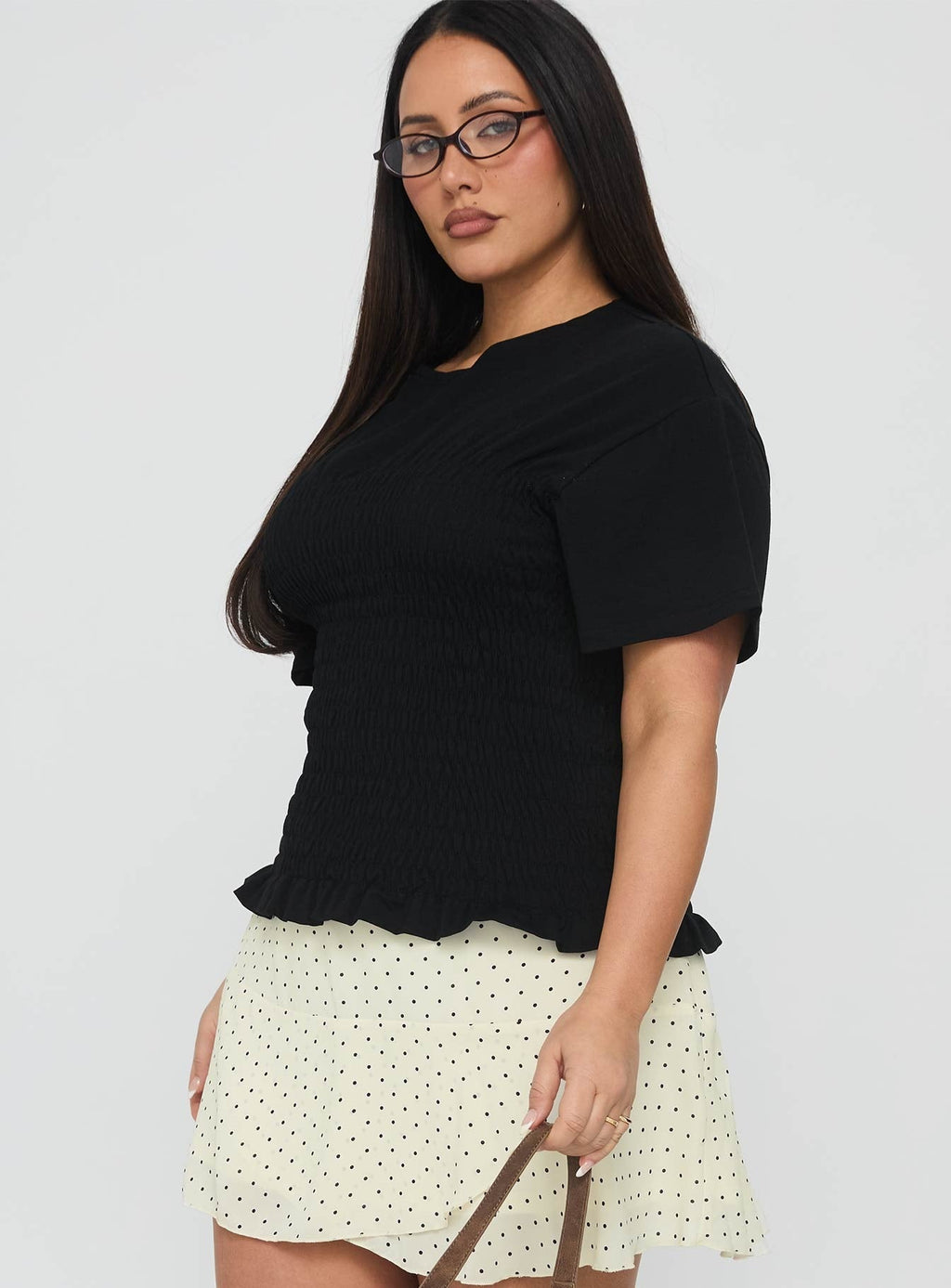 Maybe Tomorrow Ruched Top Black Curve