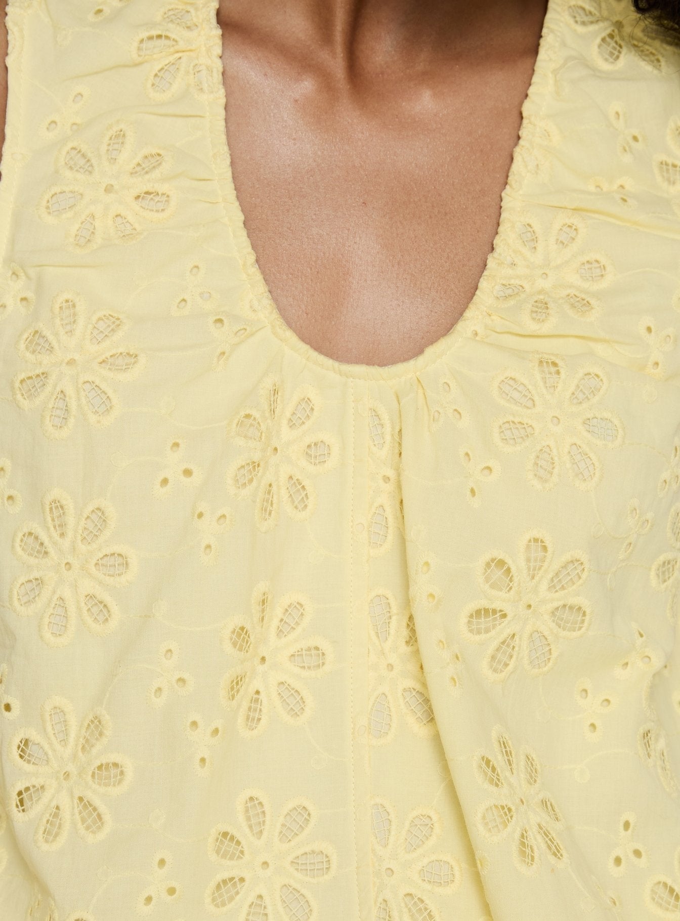Lindey Embroidered Sleeveless Top Yellow