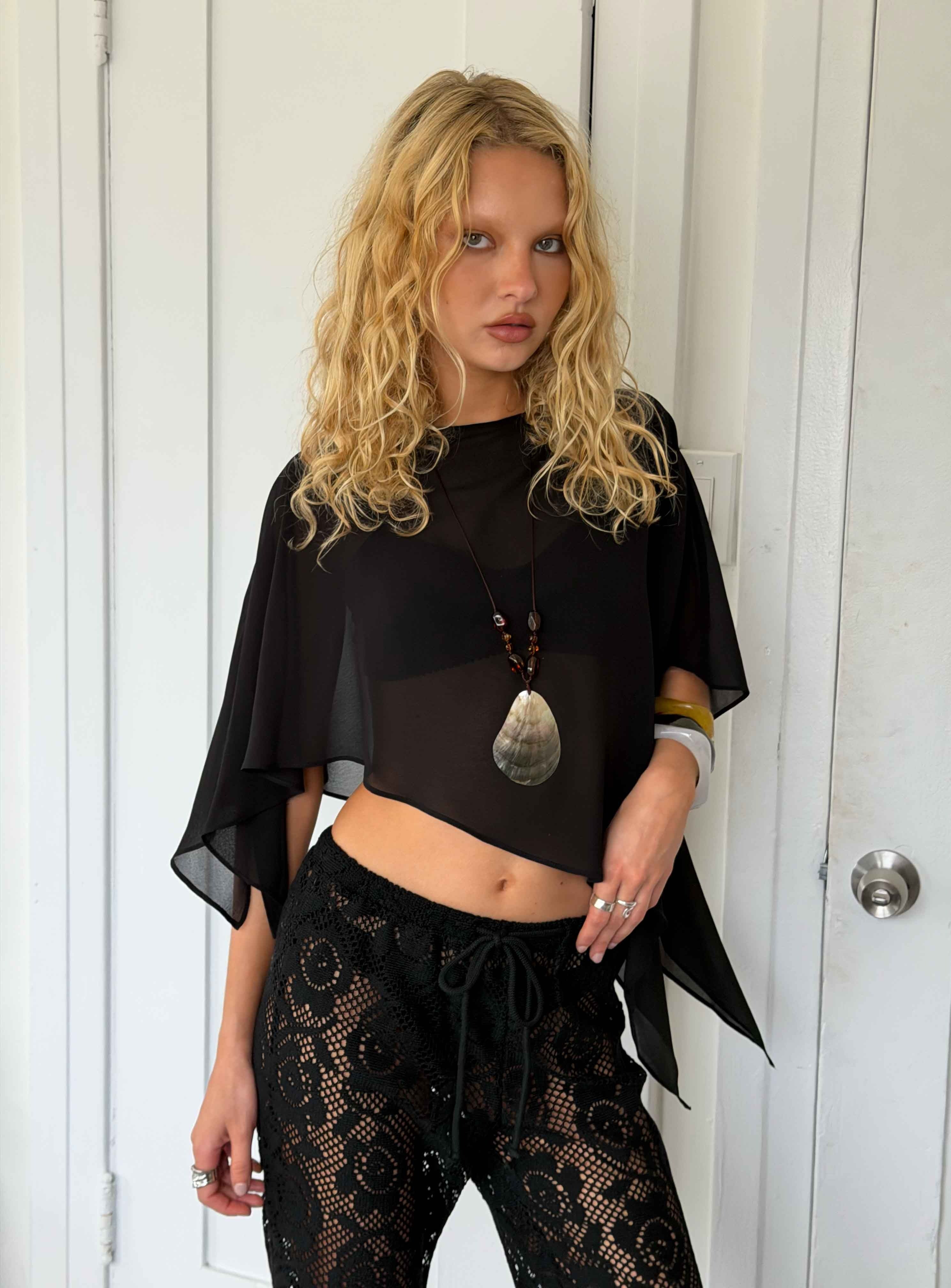 Mairelle Sheer Poncho Black