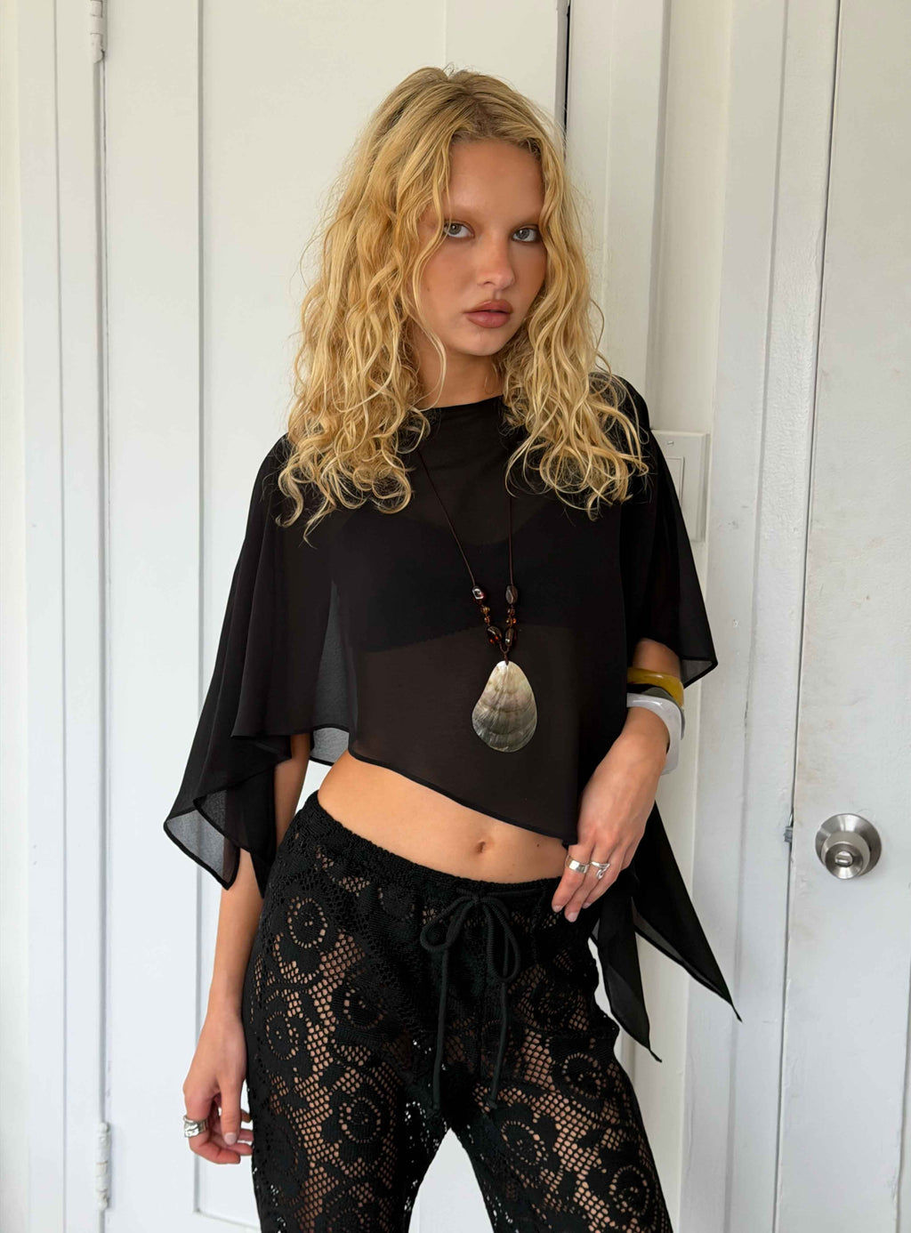 Mairelle Sheer Poncho Black
