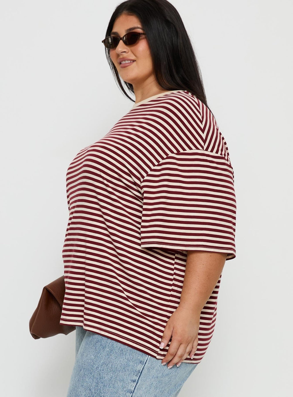 Kieryn Oversized Top Red Stripe Curve