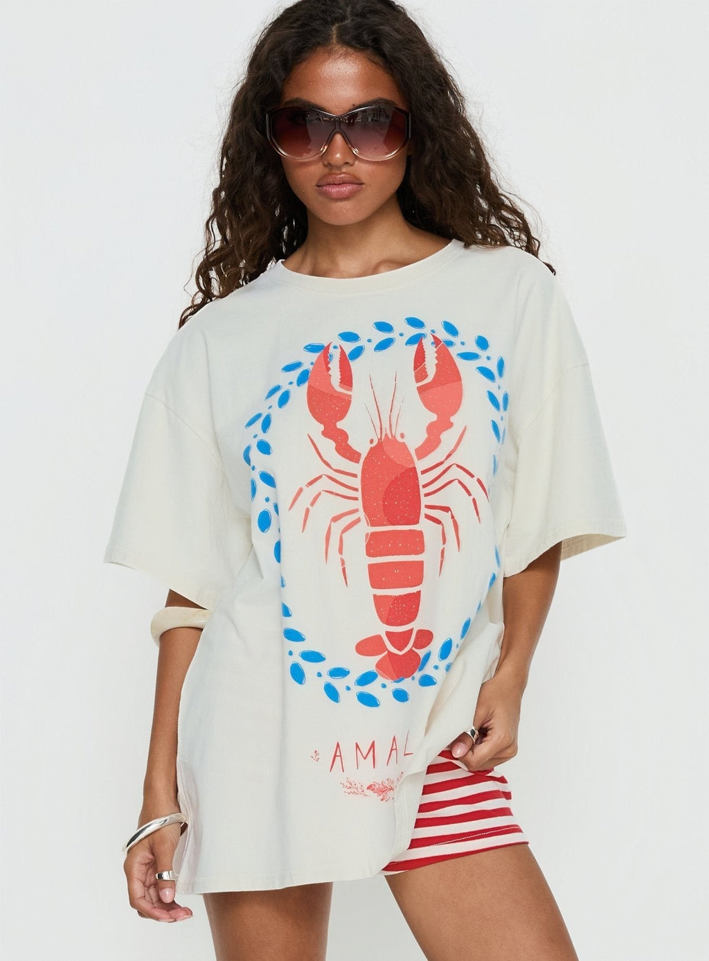 Amalfi Love Oversized Graphic Tee Off White