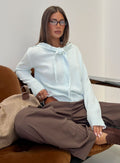 Pippy Scarf Tie Sweater Light Blue