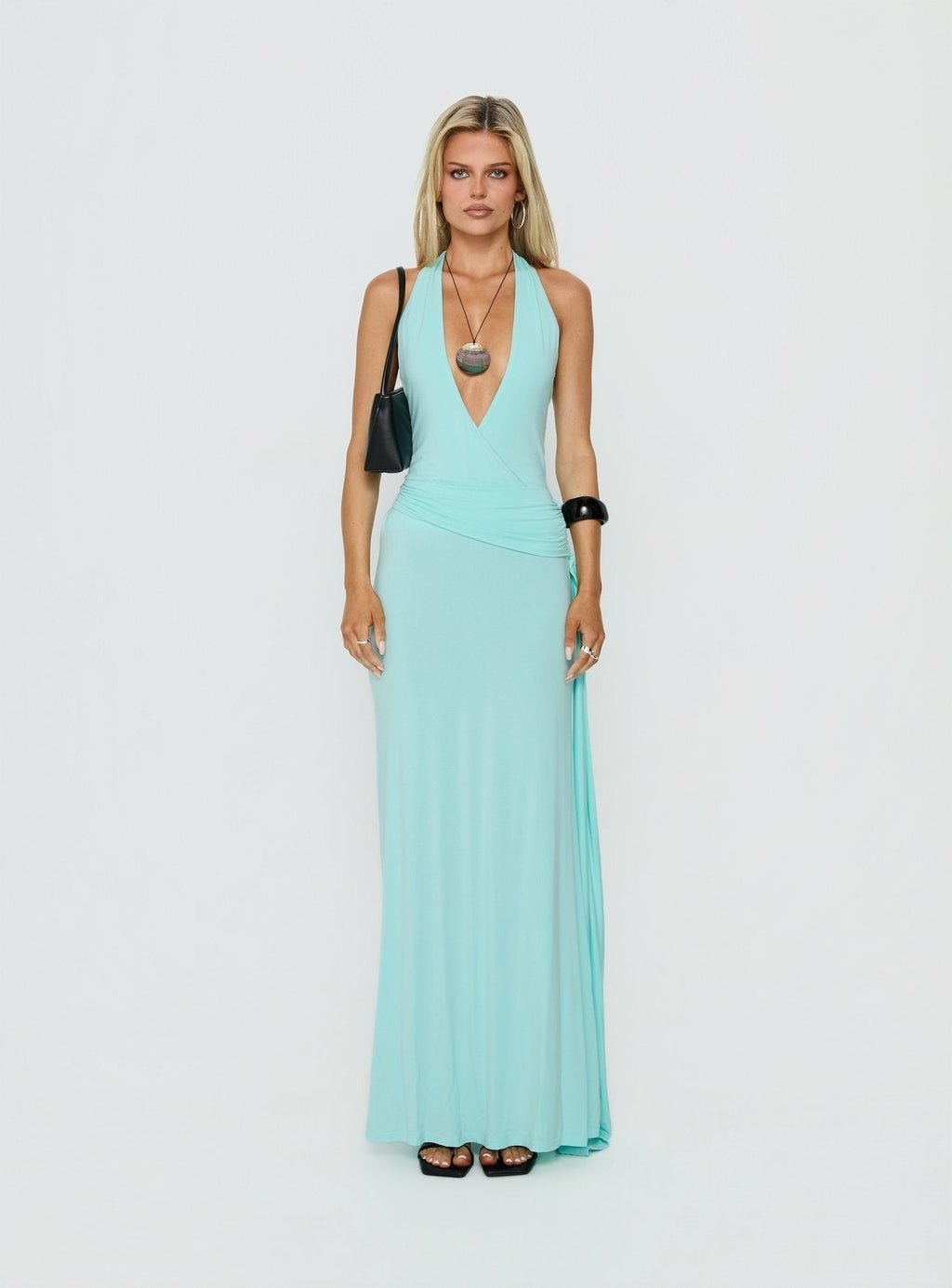 So Major Draped A-Line Maxi Dress Blue