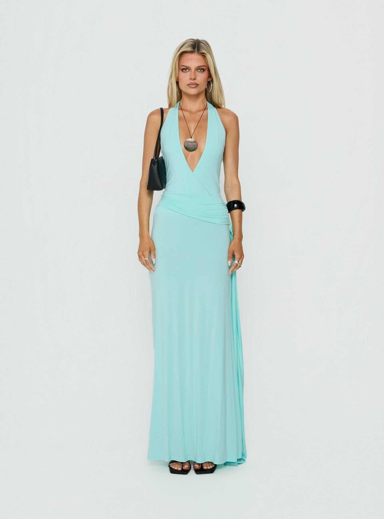 So Major Draped A-Line Maxi Dress Blue