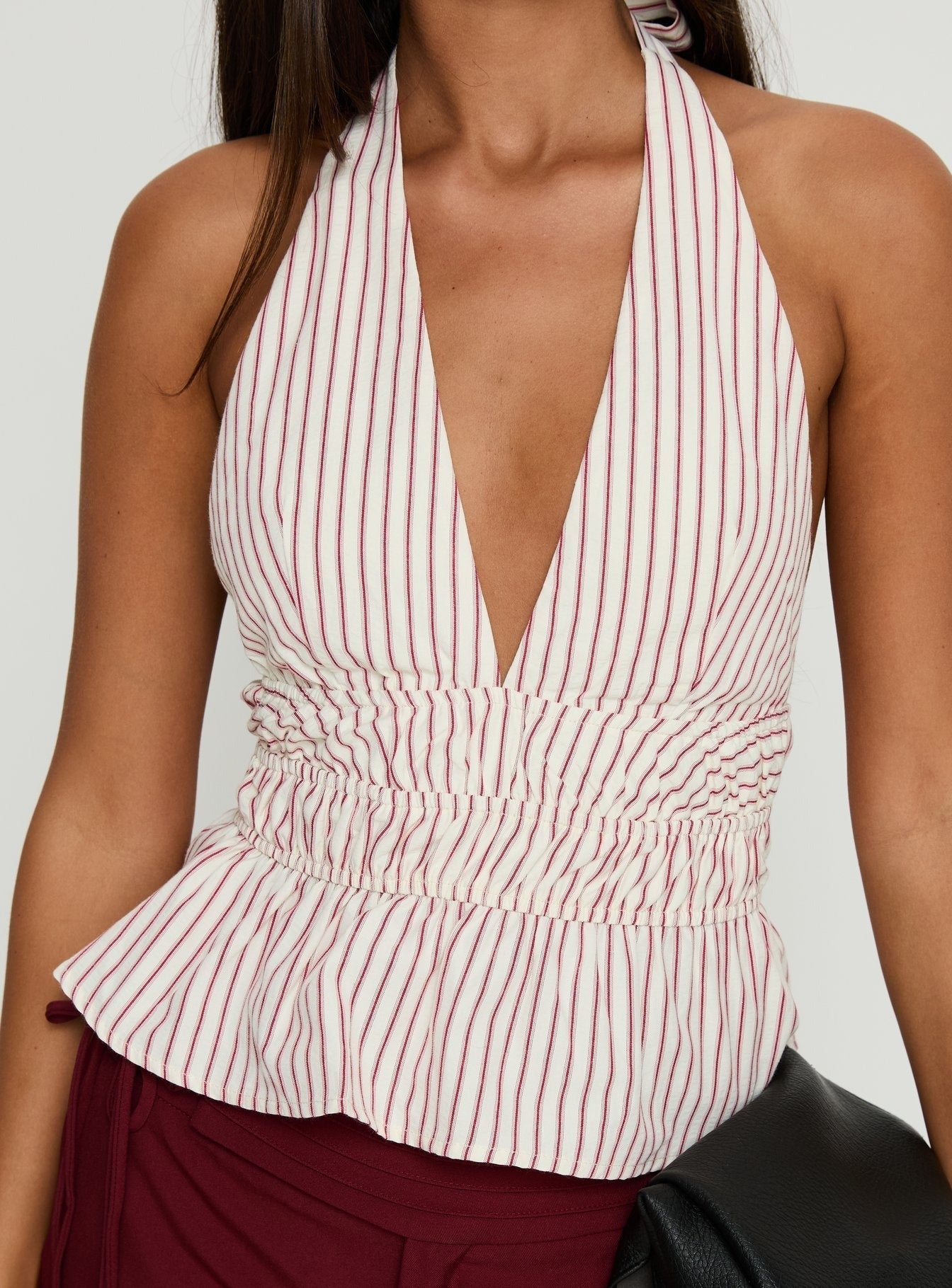 Perpetua Halter Neck Top Red / White Stripe