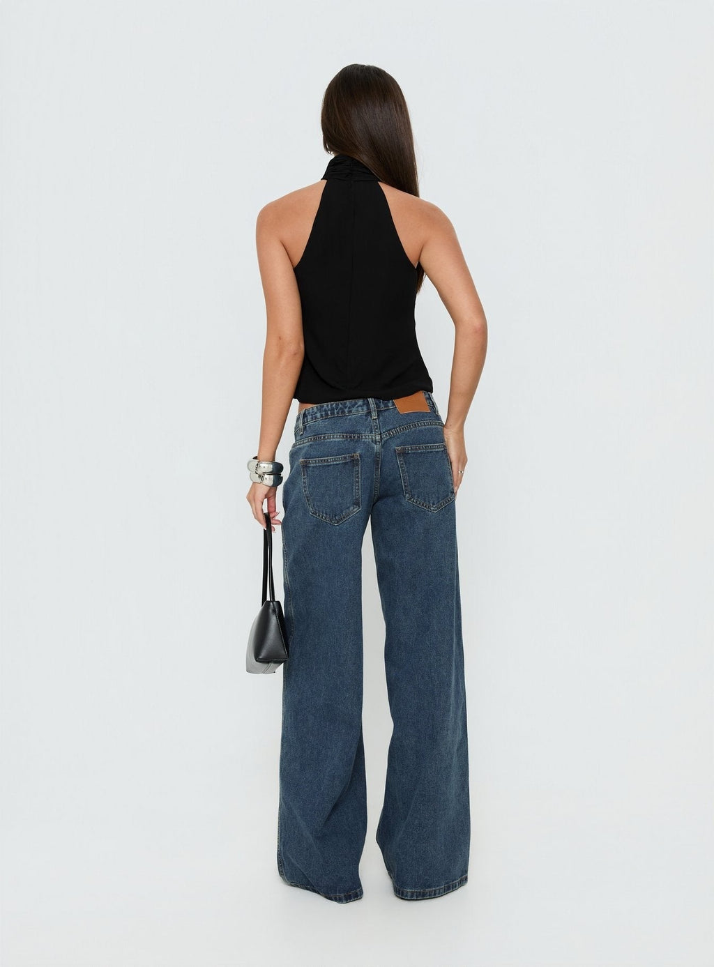 Picco Ultra Low Rise Wide Leg Jeans Dark Blue Wash