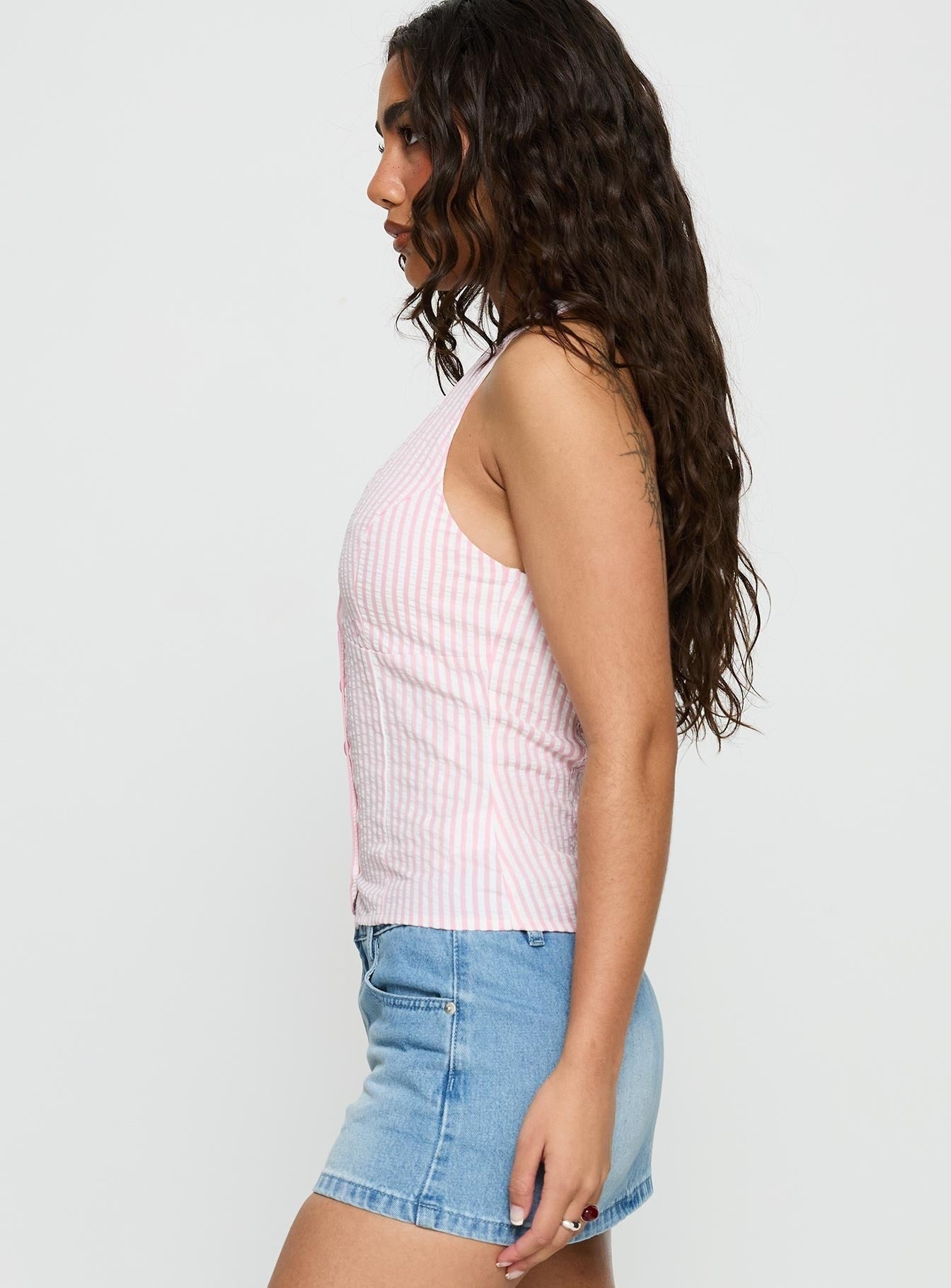 Old Friend Halter Top Pink Stripe