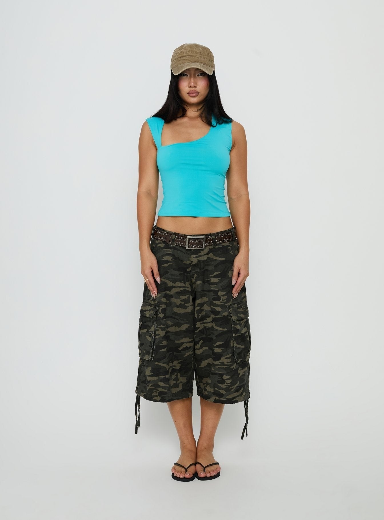 Tannen Cut Out Tank Top Cyan