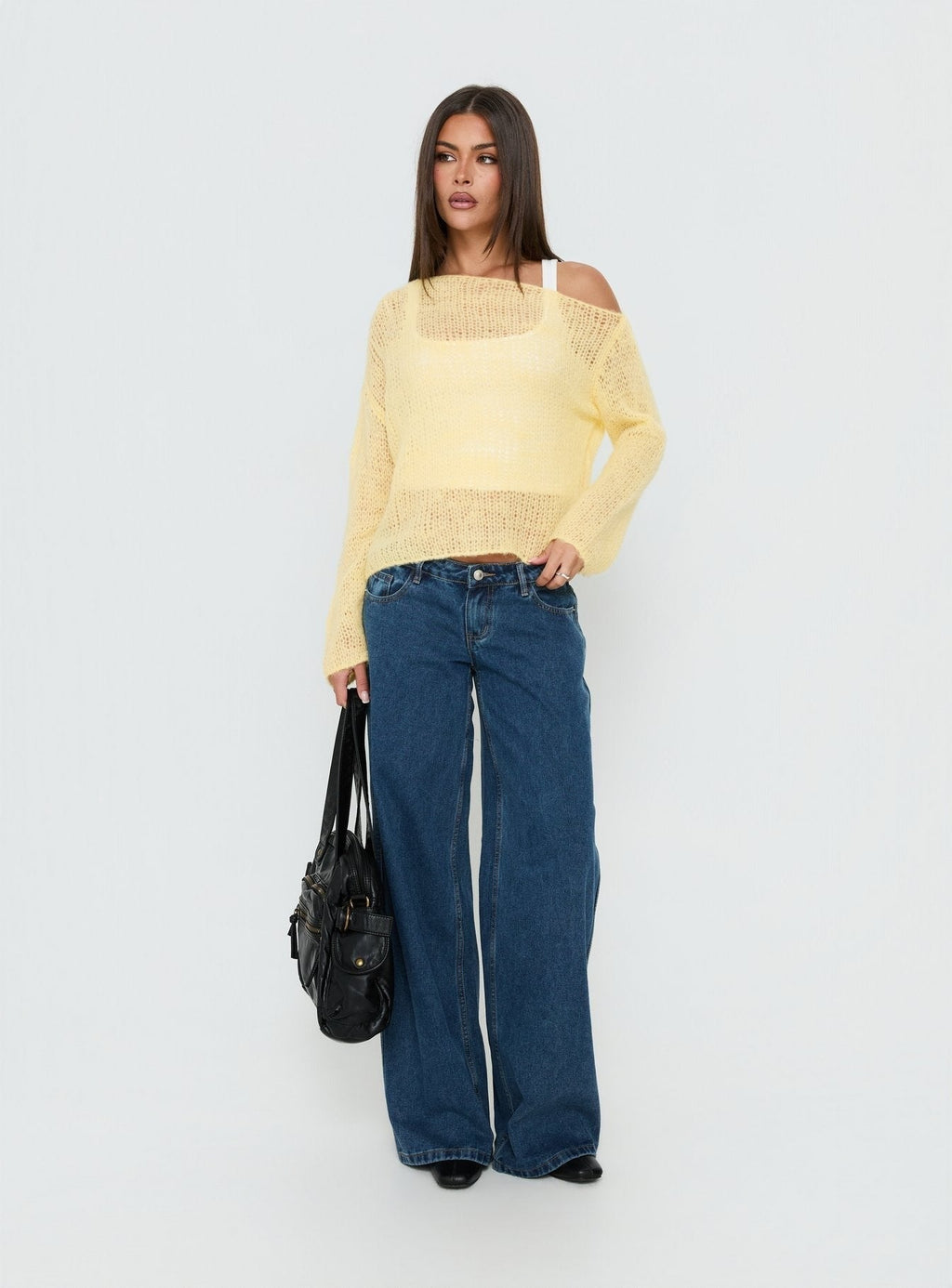 Othilia Off Shoulder Knit Jumper Yellow