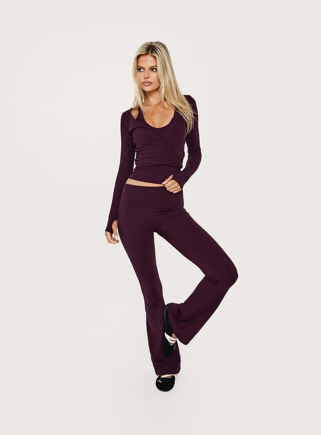 Pirouette Active Wrap Top Plum