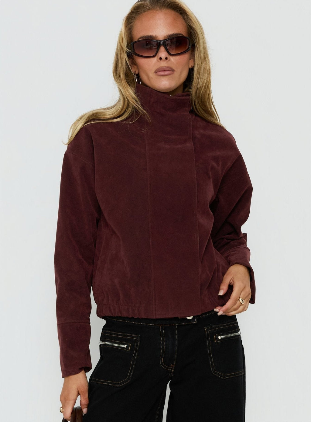 Tayne Funnel Neck Jacket Burgundy