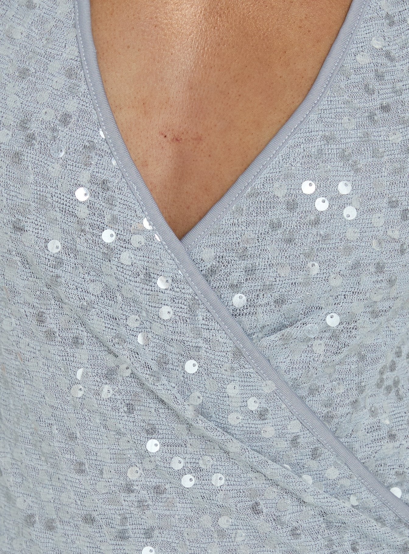 Espheria Low Back Wrap Sequin Maxi Dress Lilac