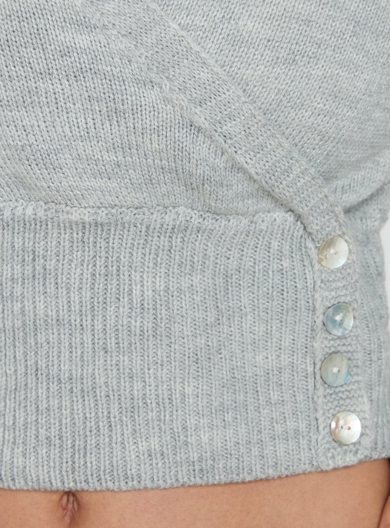 Odeline Wrap Knit Jumper Grey Marle