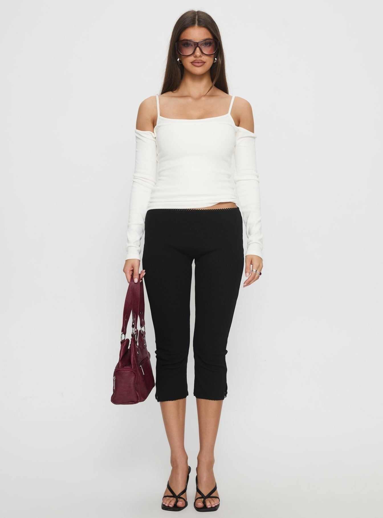 Teenage Dreams Layered Long Sleeve Top White
