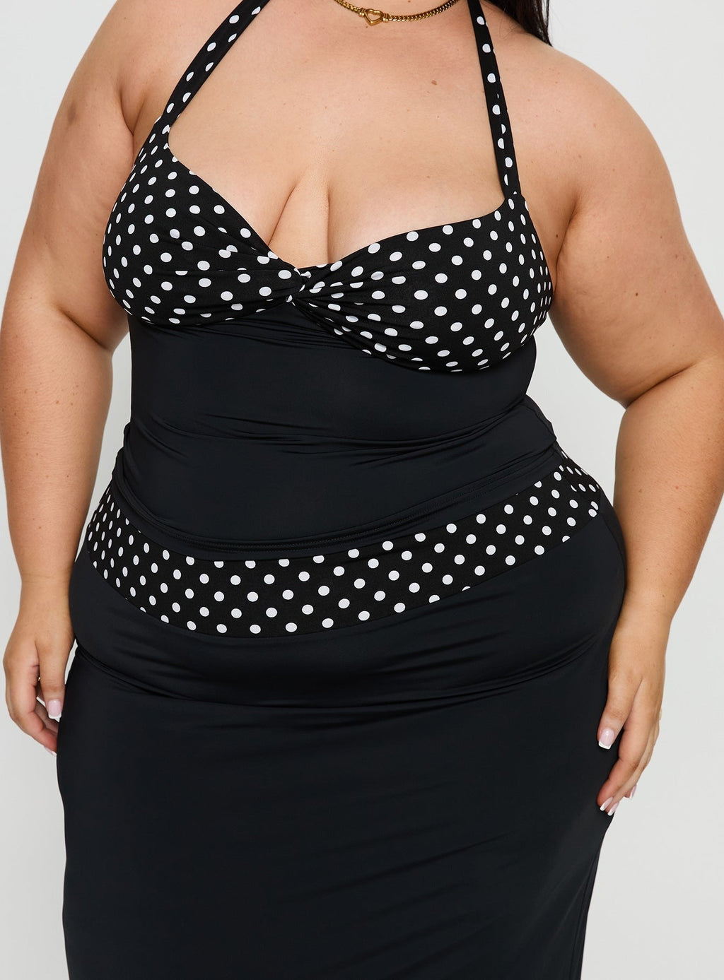 Norelle Halter Set Black Polka Curve