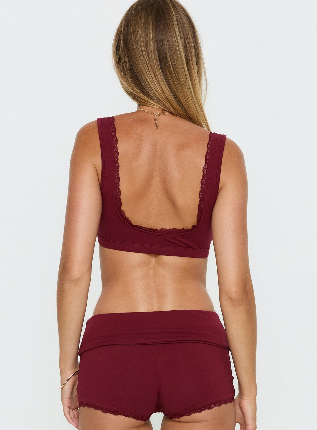 Flissie Plunge Lace Bralette Burgundy