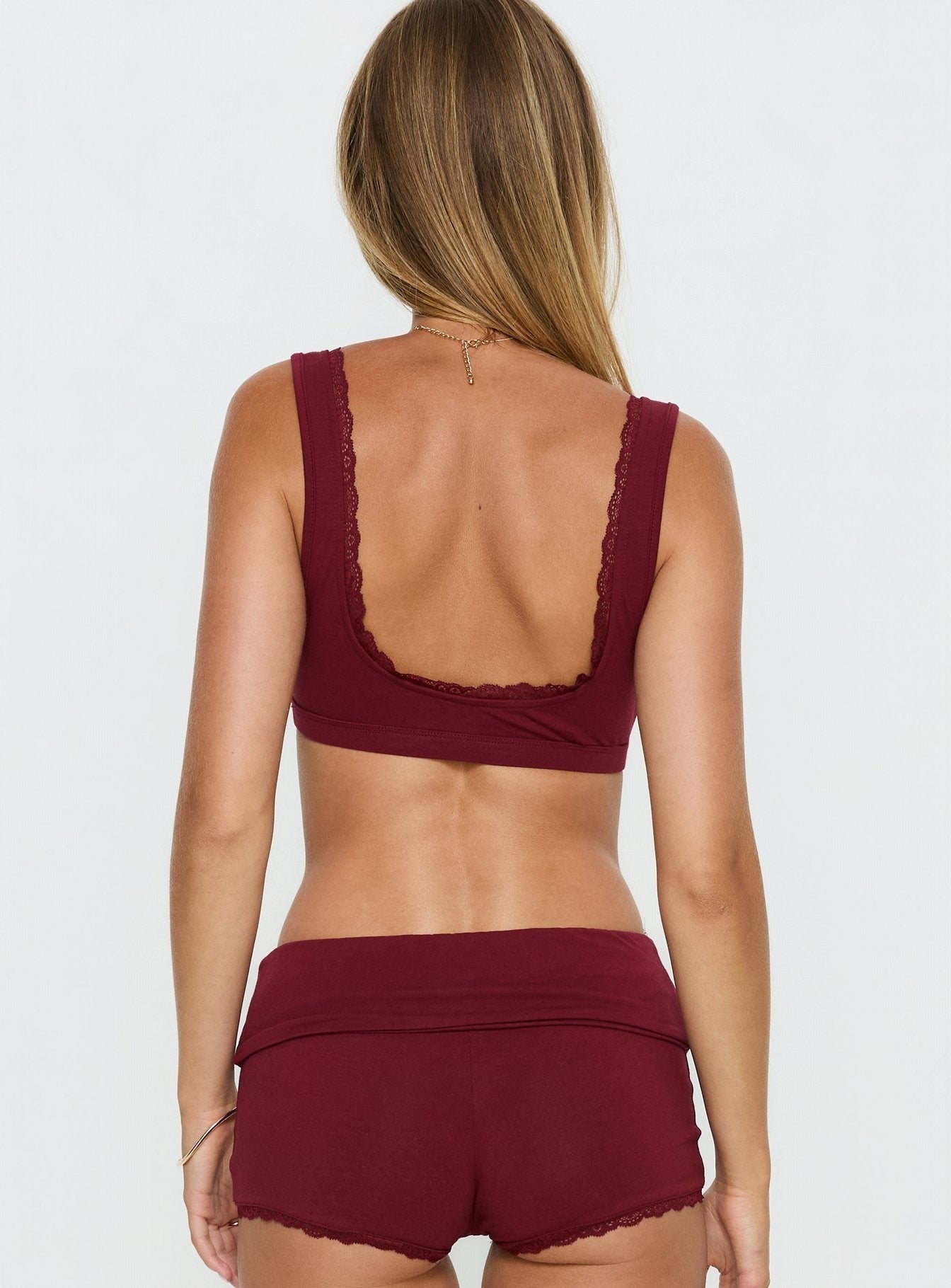 Flissie Plunge Lace Bralette Burgundy