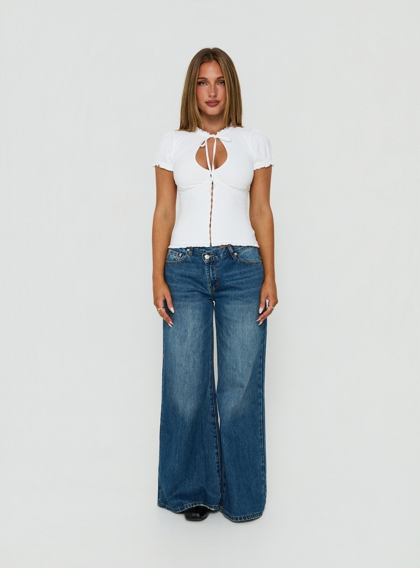Purest Bliss Keyhole Knit Top White