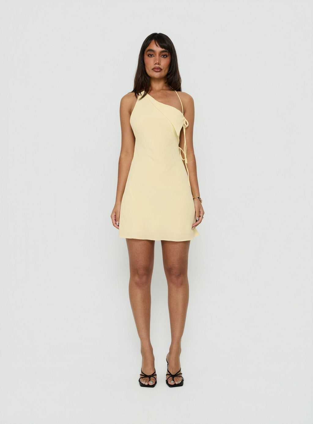 Ariann One Shoulder Low Back Mini Dress Yellow