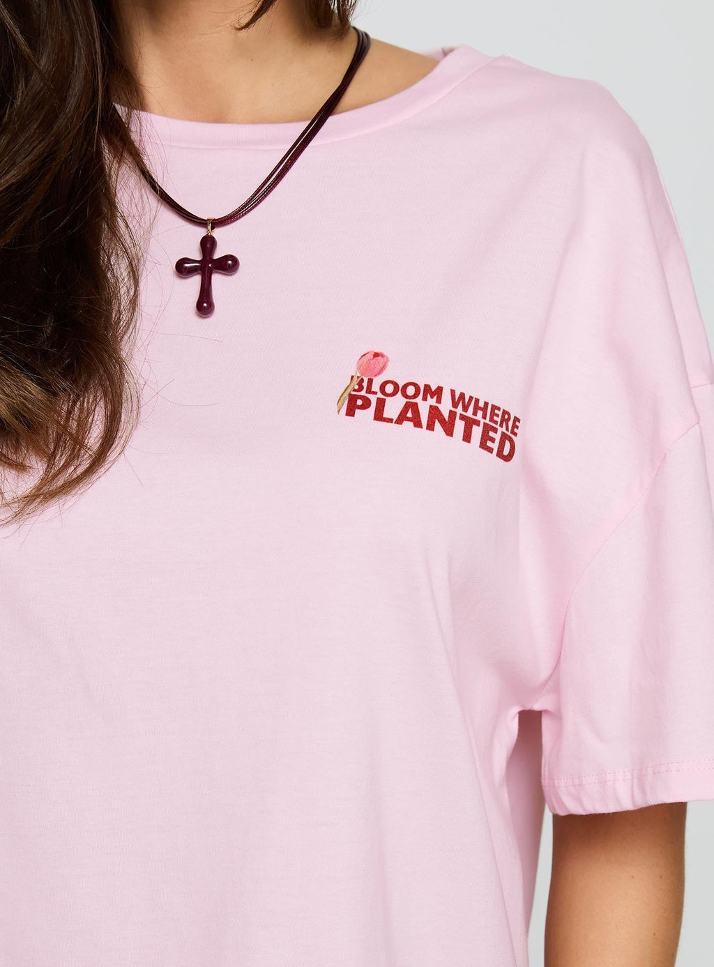 Flower Chart Oversized Tee Pink