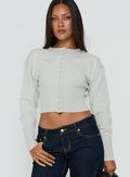 Emerina Cinched Button Down Cardigan Grey