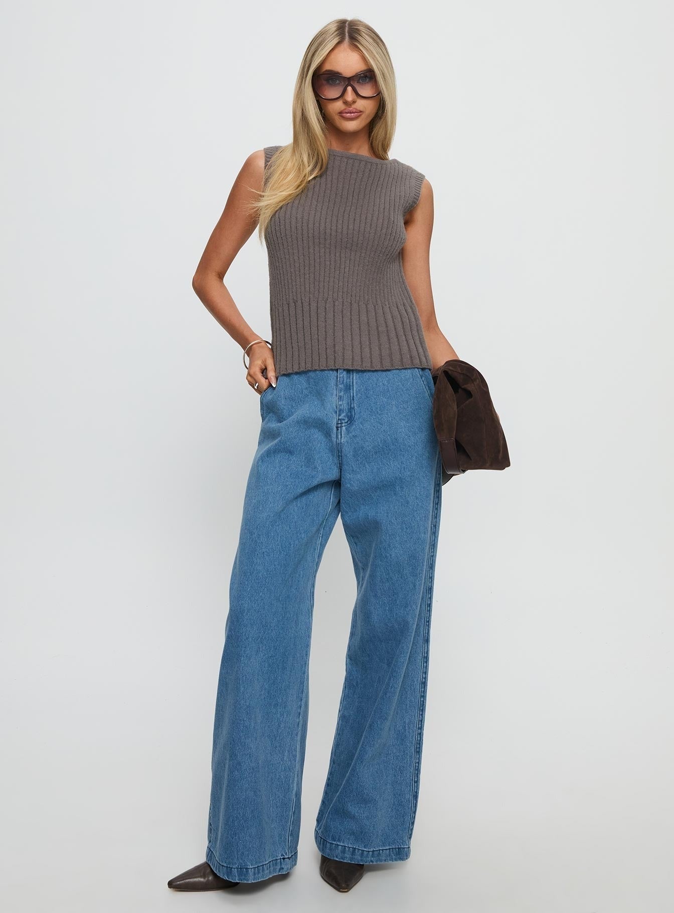 Seeker Mid Rise Wide Leg Jeans Denim