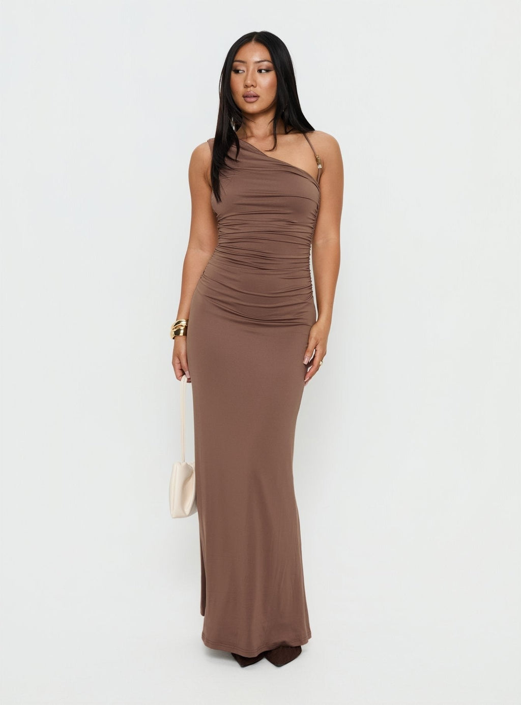 Britani One Shoulder Maxi Dress Mocha