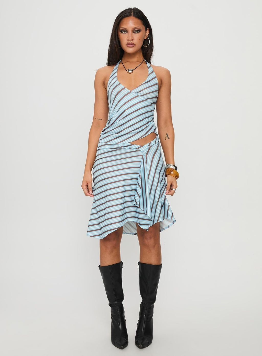 Fayez Top Diagonal Blue Stripe