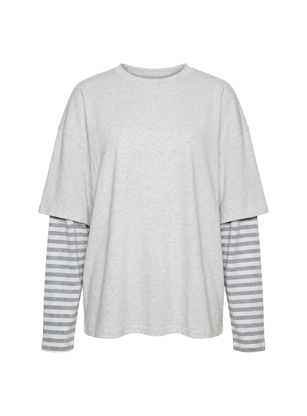 Ryann Long Sleeve Layered Top Grey / White Stripe